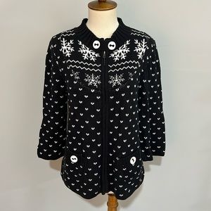 DC snowflake cardigan sweater women’s sz L
